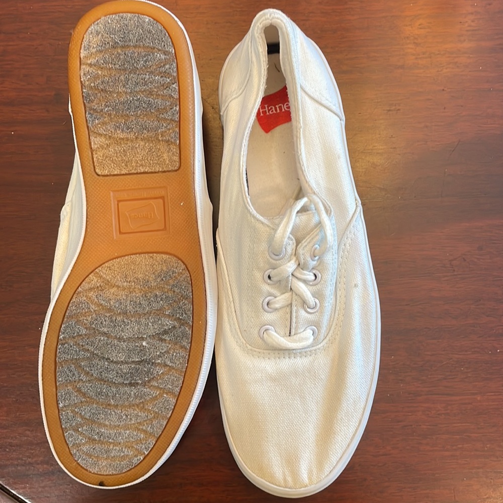 Hanes Karen canvas white sneaker tennis shoes women’s size 8 1/2 - Picture 2 of 6